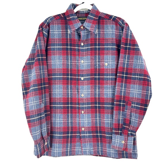 Hodge & Sons Other - Vintage Hodges & Sons Wool Blend Flannel Shirt Men's Medium Red Gray‎ Plaid 60s